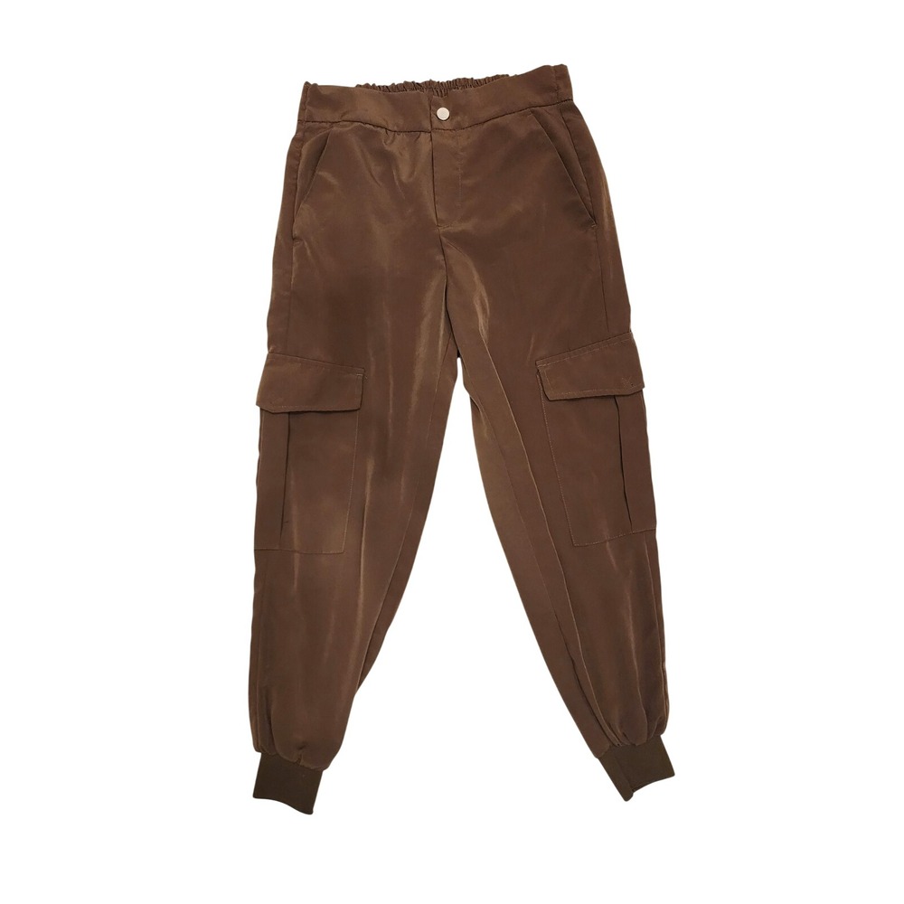 ZARA Army Green khaki Cargo Pant Joggers XS side pocket silky lightweight summer